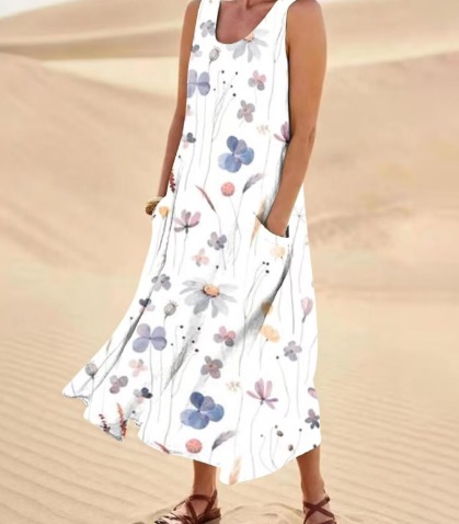 Elegant Floral Print Two-Piece Set - Round Neck 