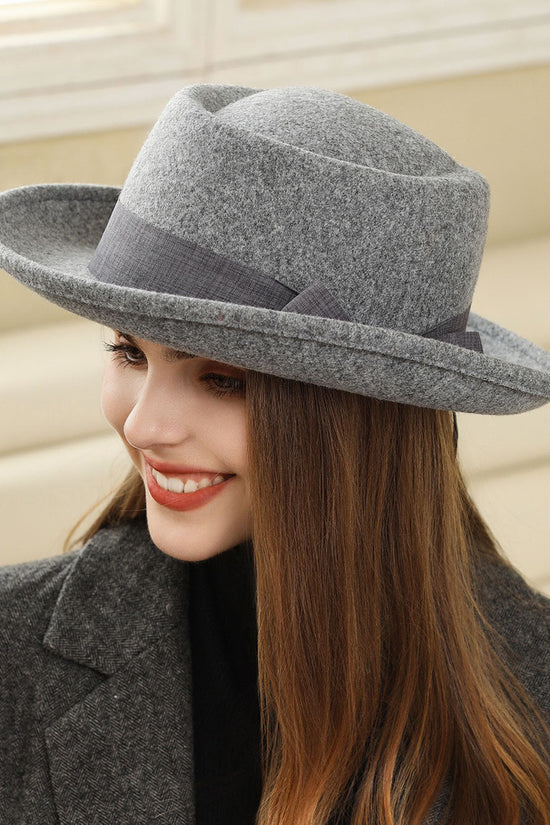 Vintage Bow British Retro Flat Top Hat for Women 