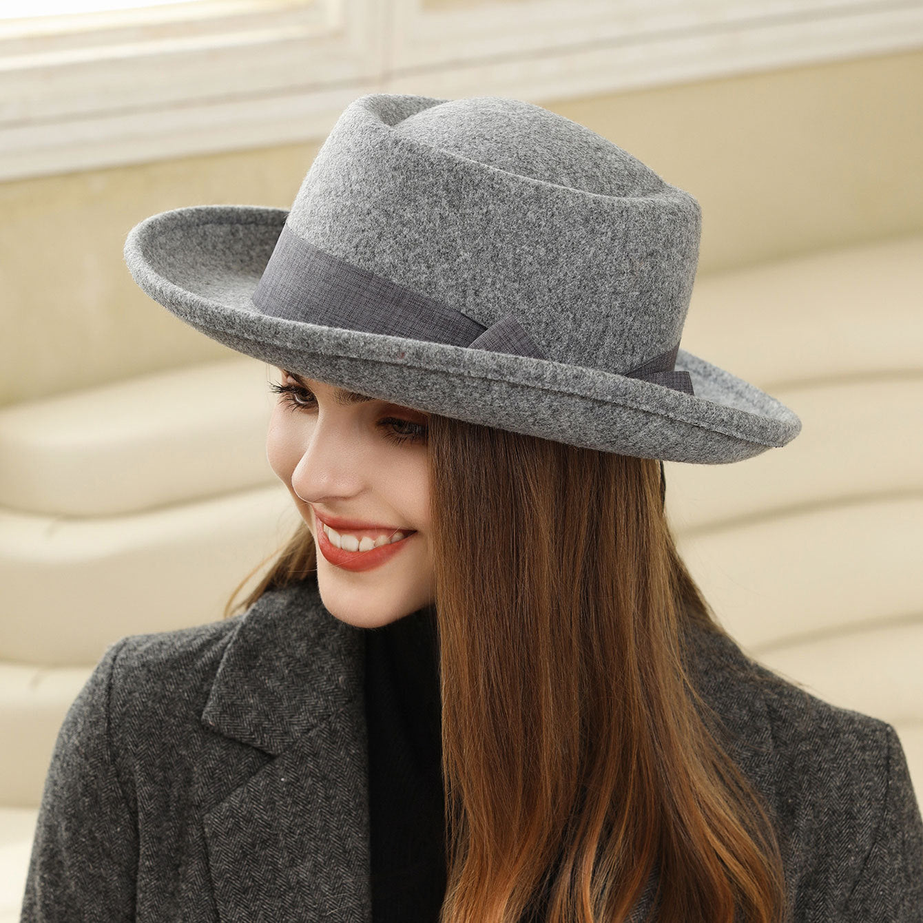 Vintage Bow British Retro Flat Top Hat for Women 