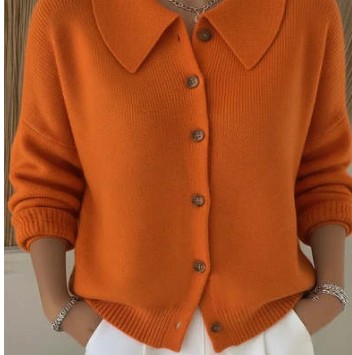 Button-knitted Lapel Sweater Cardigan Coat For Women 