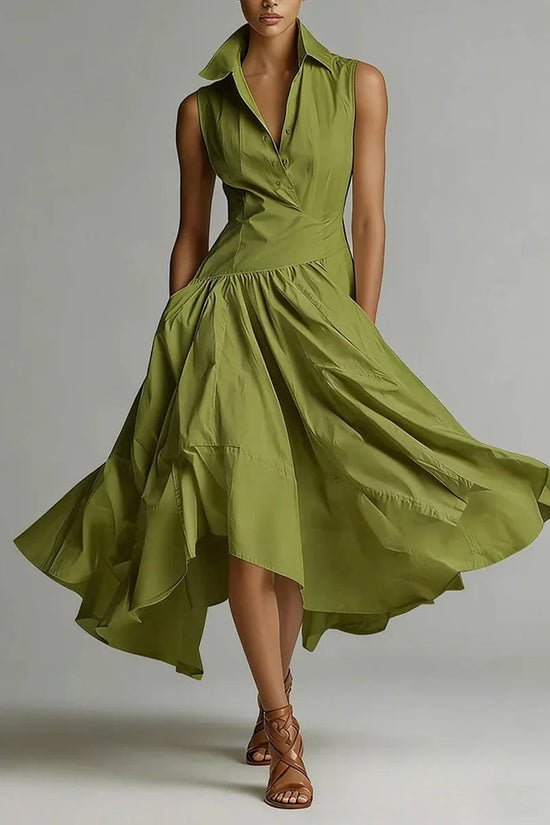 Elegant Goddess Style Slim-Fit Collared Sleeveless Long Dress For Women 