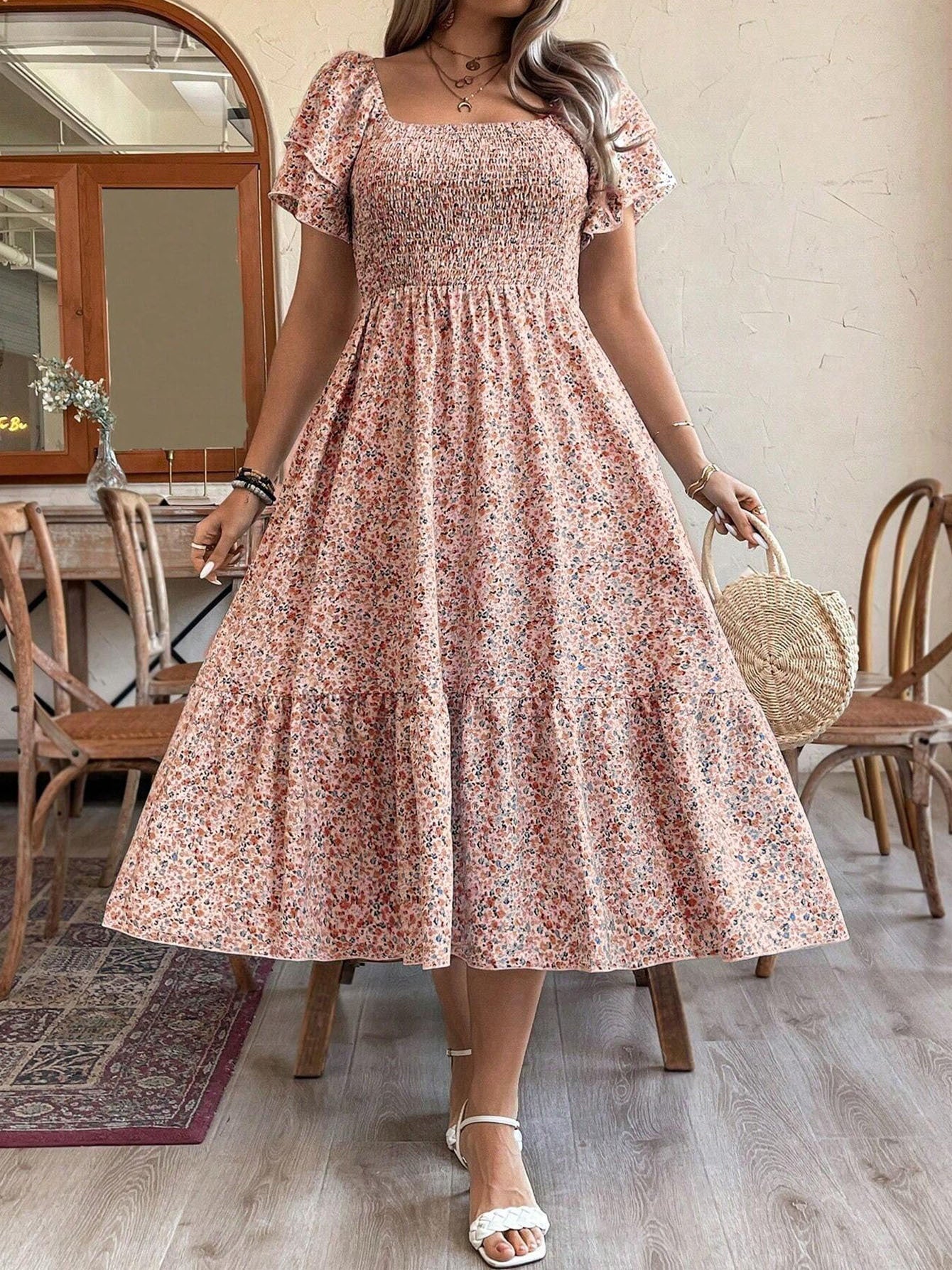 Plus Size Backless Midi Dress – Elegant Pleated Summer Party Dress CJ US