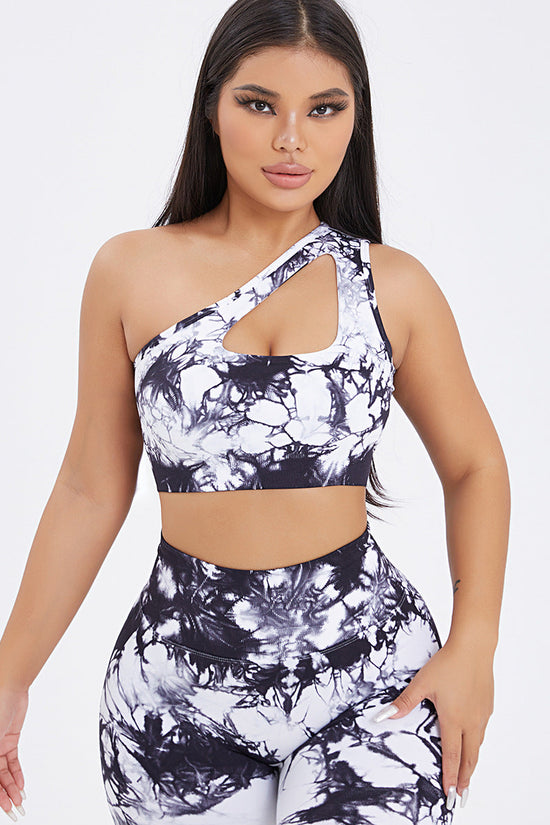 Seamless One-Shoulder Bra & Scrunch Leggings Set - High Waisted Yoga Pants 