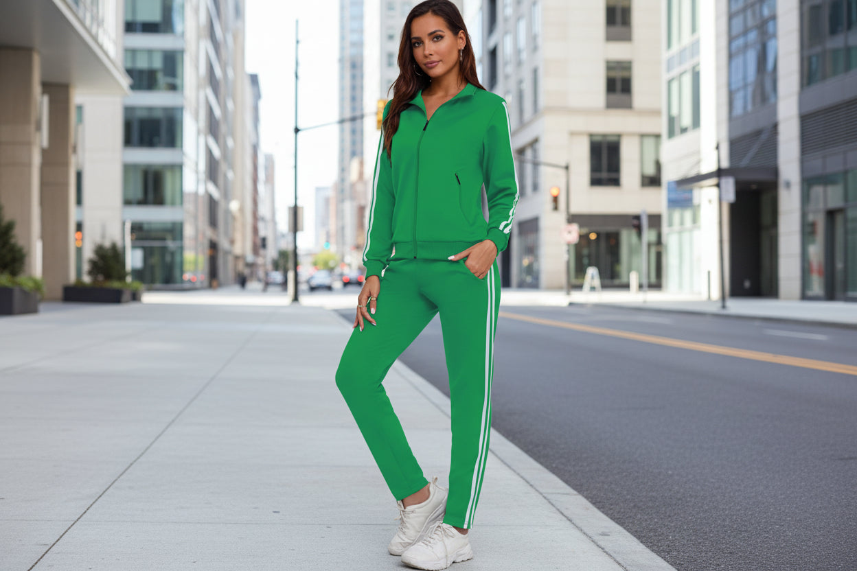 Women's Fashionable Printed Sports Long-Sleeve Hoodie Set 