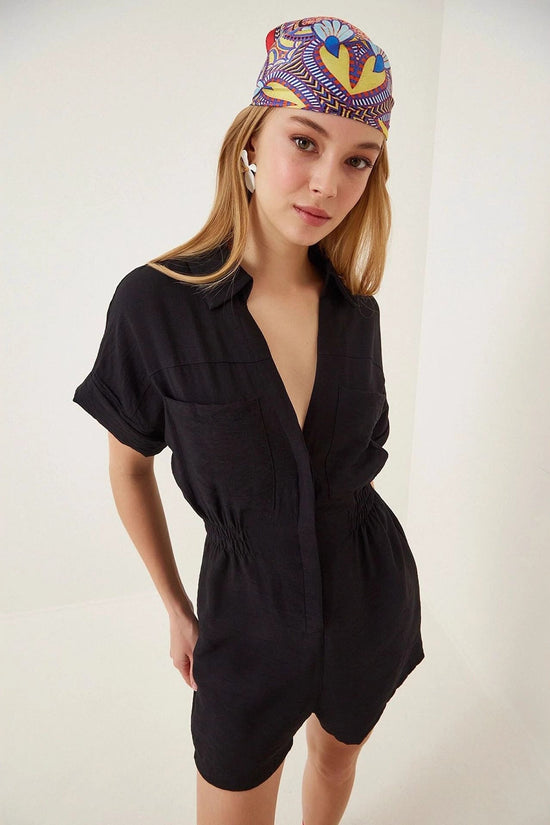 Workwear Jumpsuit Loose-fitting Figure-flattering Made Of Cotton And Linen 