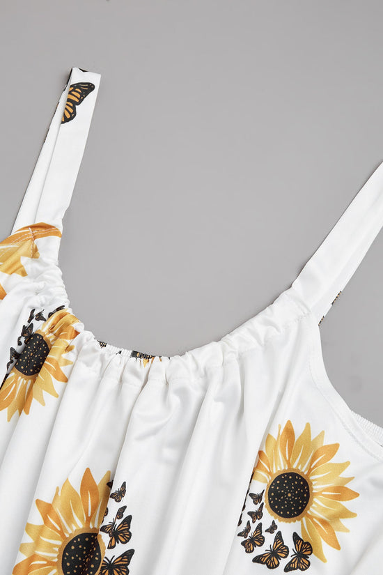 🌻 Plus Size Sunflower Print Sleeveless Wrap Dress FitiqueFit