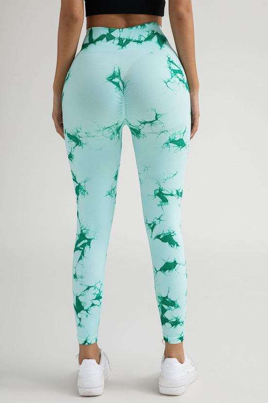 New Style Women's High-Waisted Yoga Leggings With Hollow-Out & Tie-Dye Design CJ US