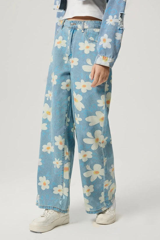 🌸 Women's Vintage Floral Print Straight-Leg Jeans FitiqueFit