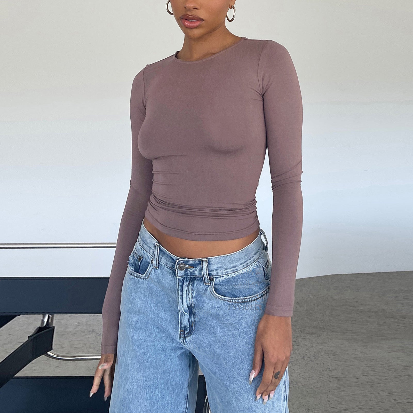 Slim Fit Long Sleeve Shirt | Women's Casual Crop Tops | Diversi