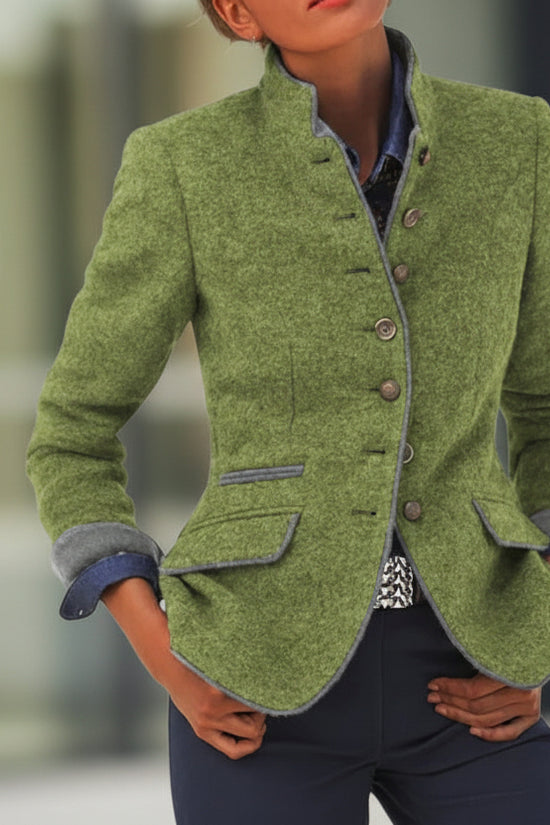 Multi-button Color Matching Women's Woolen Jacket 
