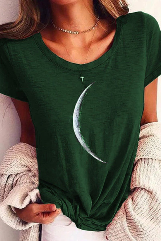 Wide Collar Printed T-Shirt – Casual Short Sleeve Top for Women FitiqueFit