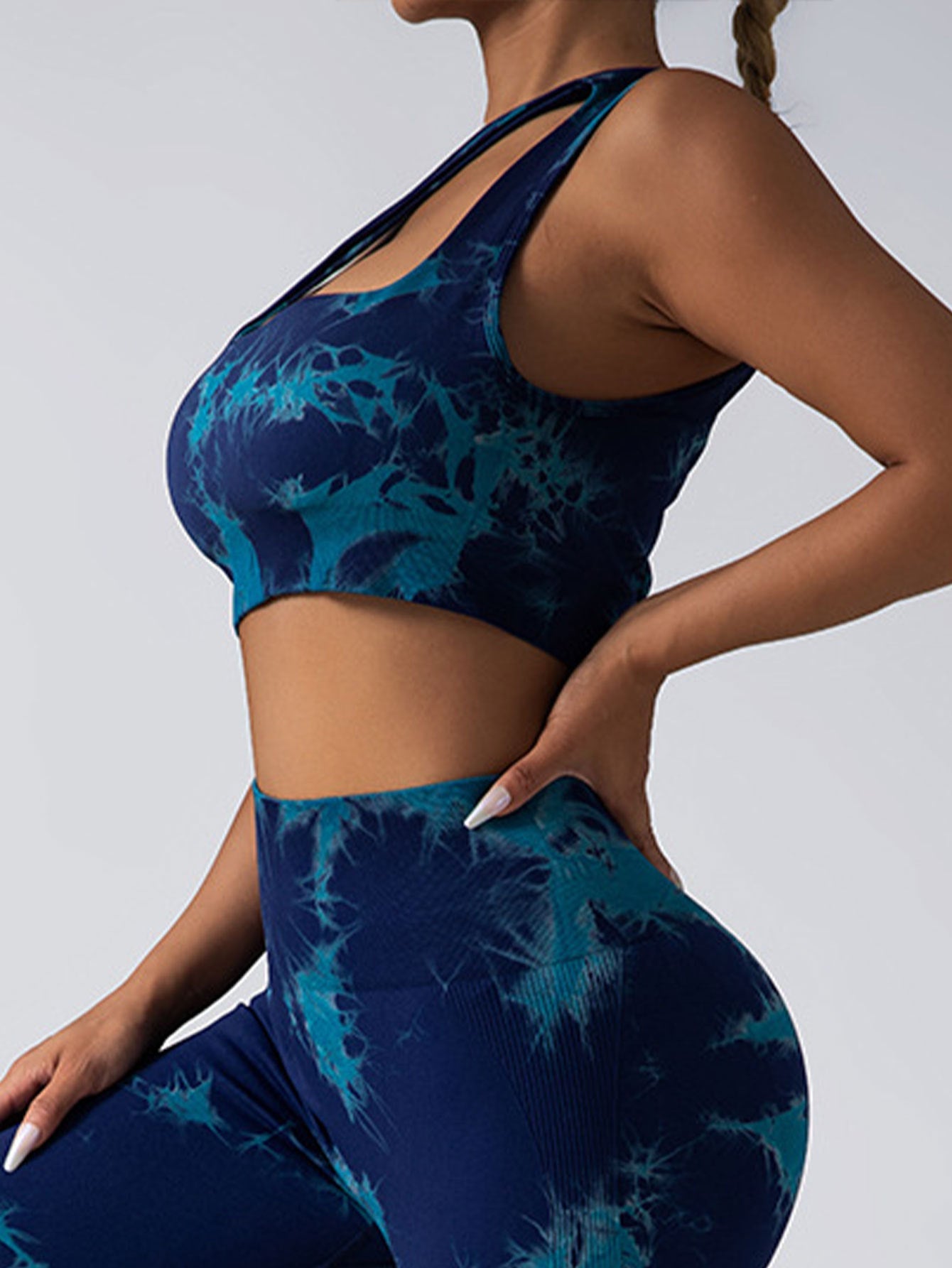 Seamless One Shoulder Sports Bra Scrunch Butt Lifting Leggings Gym Outfits Tracksuits FitiqueFit