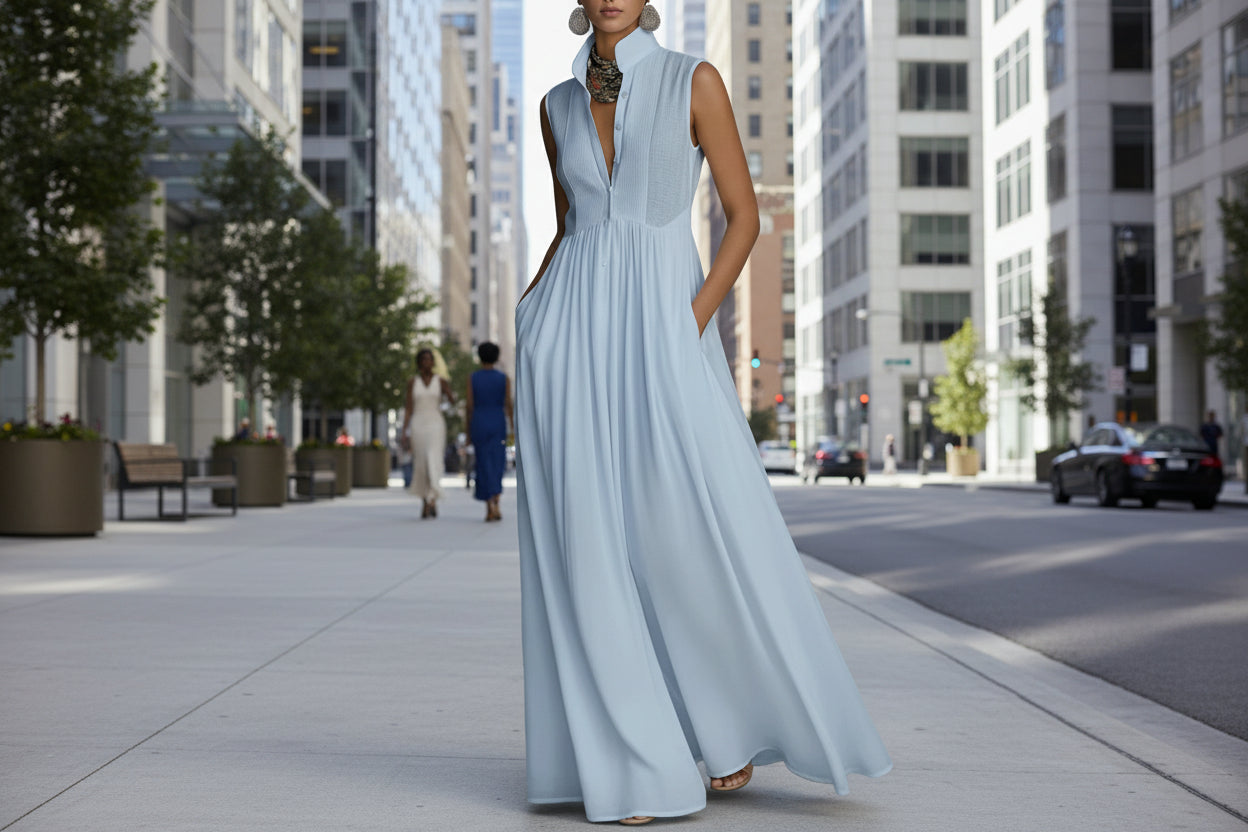 Long Vacation-style French-colored Dress 