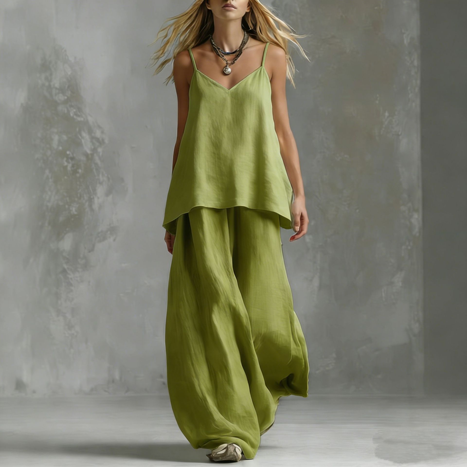 Solid-color Sleeveless Elegant Womens Suit 