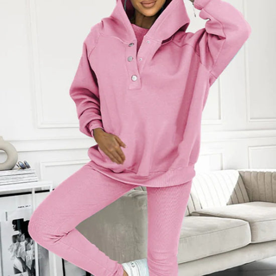 Women's Sports Suit Loose Hooded Sweatshirt & Vest Trousers | Diversi