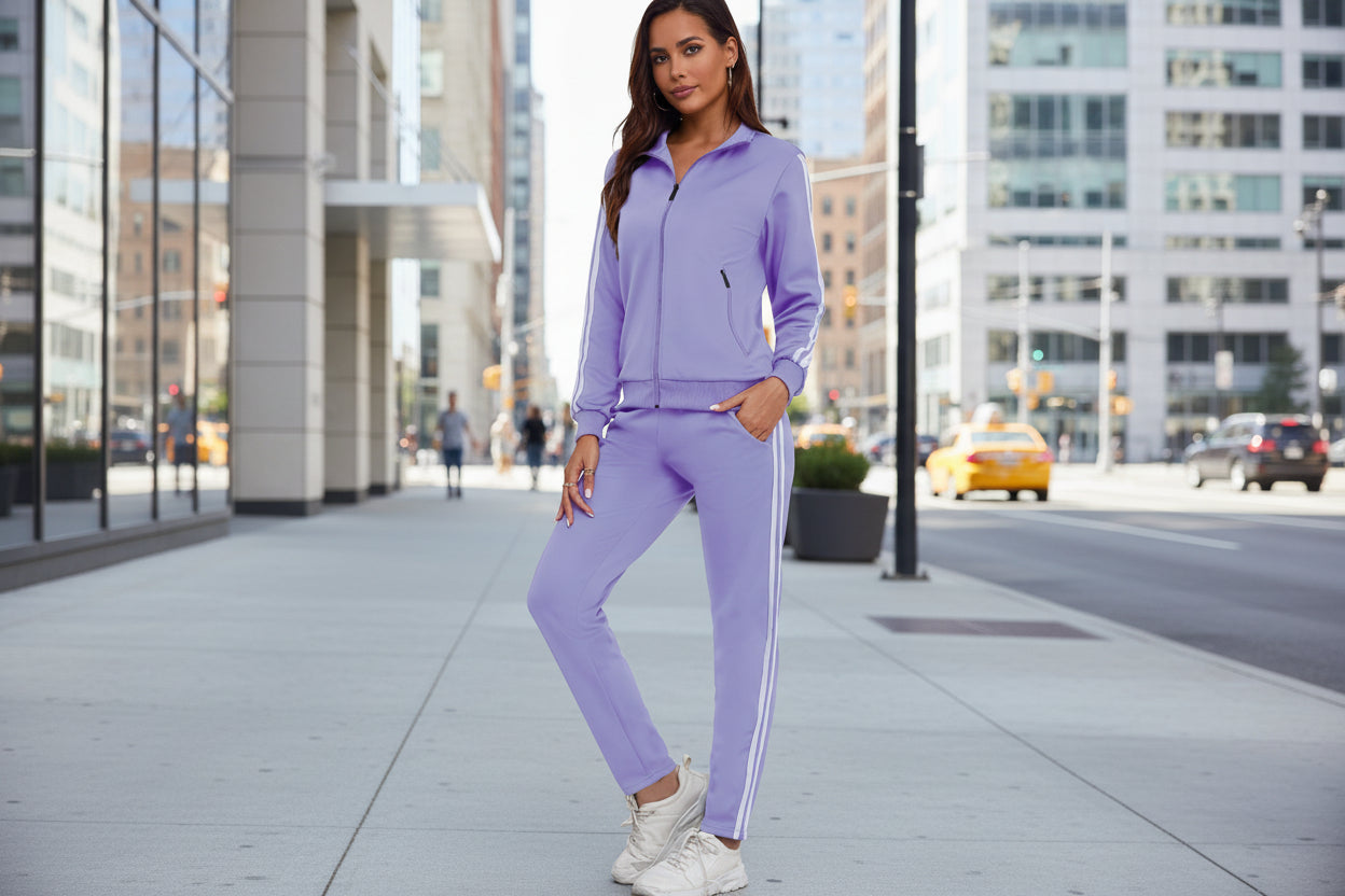 Women's Fashionable Printed Sports Long-Sleeve Hoodie Set 
