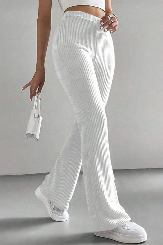 Solid Rib-Knit Pull-On Jogger Pants for Women 