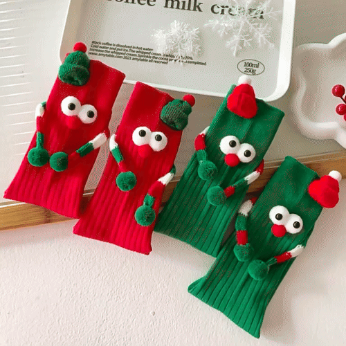 Cute Cartoon Christmas Socks Solid Cotton Middle-tube Socks For Adults And Children CJ
