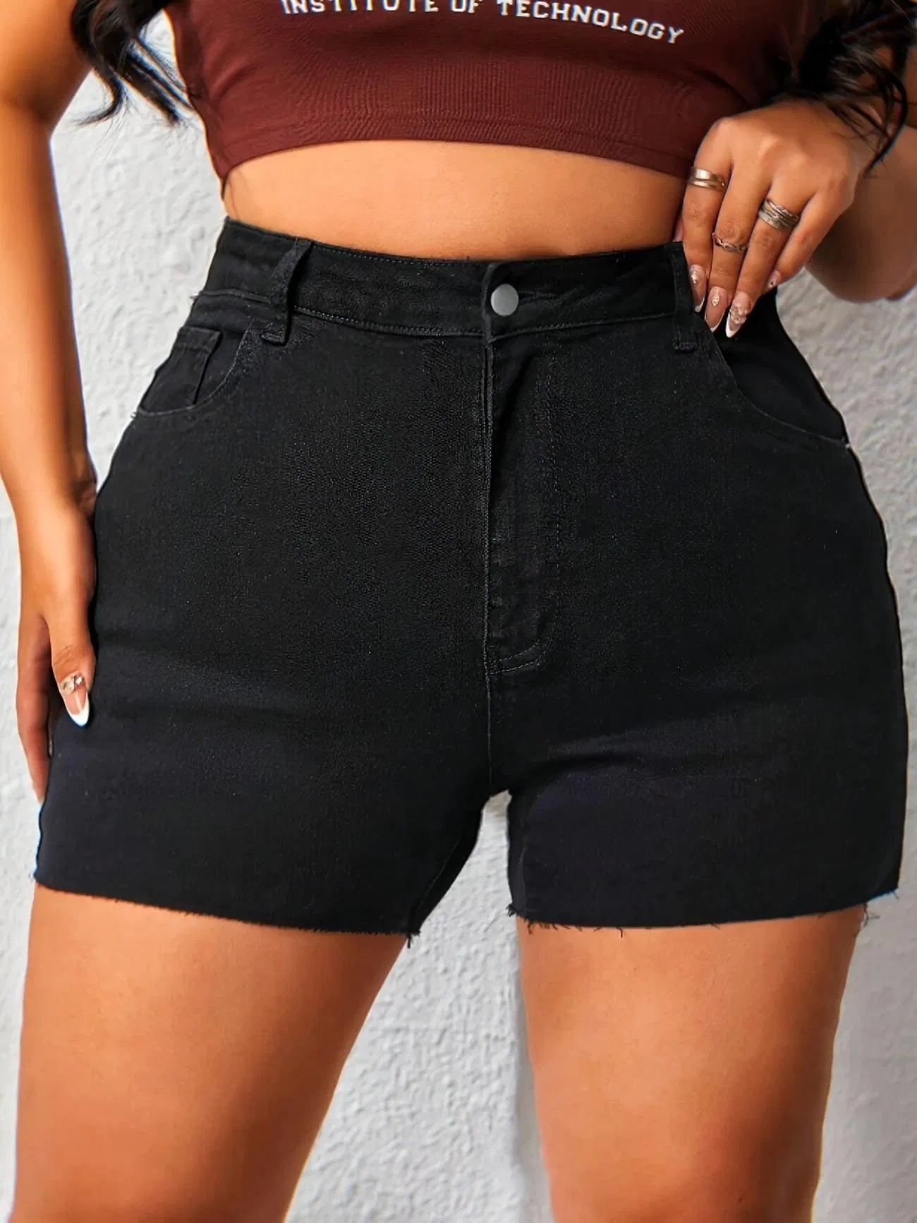 Hip Lifting Elastic Frayed Edge Denim Shorts Retro Tik Tok Popular Shorts Body Shaper With Pockets Flare Jeans Trendy Pattern Design High Waist CJ US