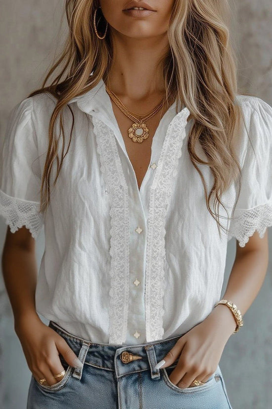 Spliced Lightweight Short-sleeve Chic Top 
