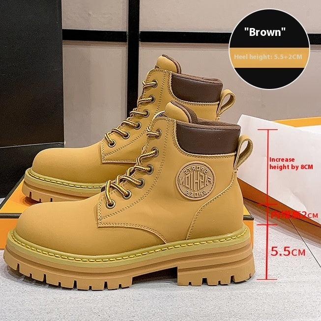 Women’s Genuine Leather Martin Boots – Thick Bottom Elevator Style CJ