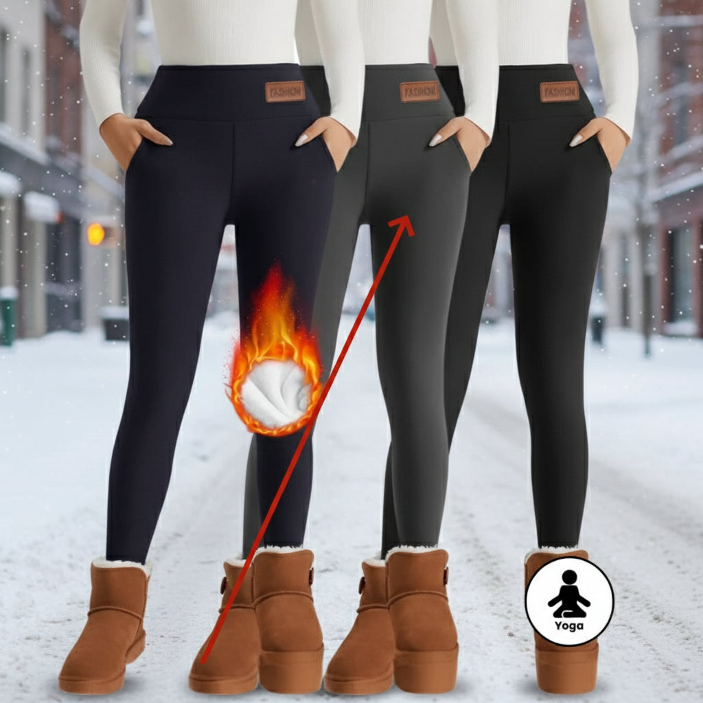 Women's High Waist Warm Fleece Lined Leggings 