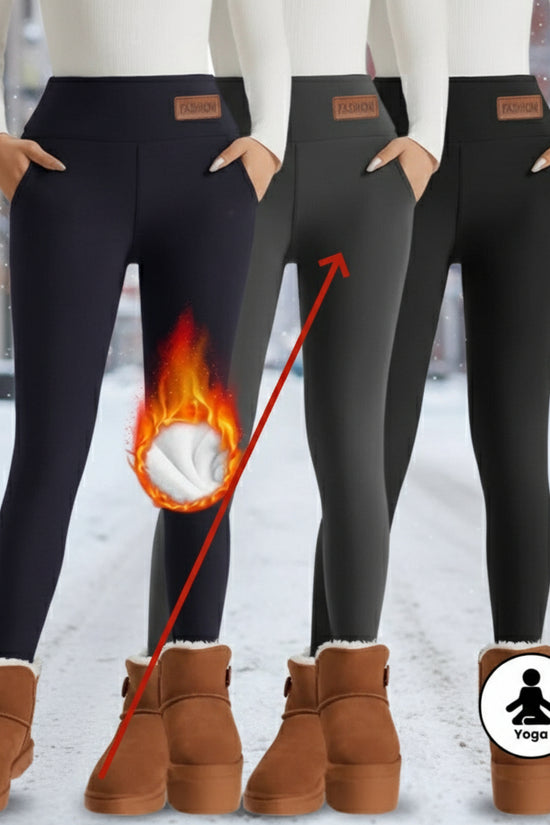 Women's High Waist Warm Fleece Lined Leggings 