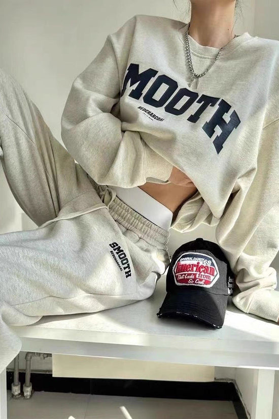 Gray Hoodie And Pants Fashion Running Two-piece Set Trendy 