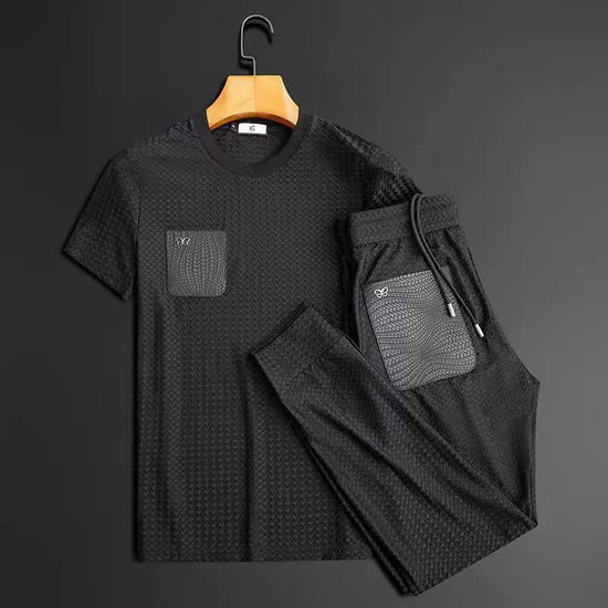 Anti-Wrinkle Houndstooth Jacquard Flex Suit Mens Short Sleeve Slim Fit Shirts