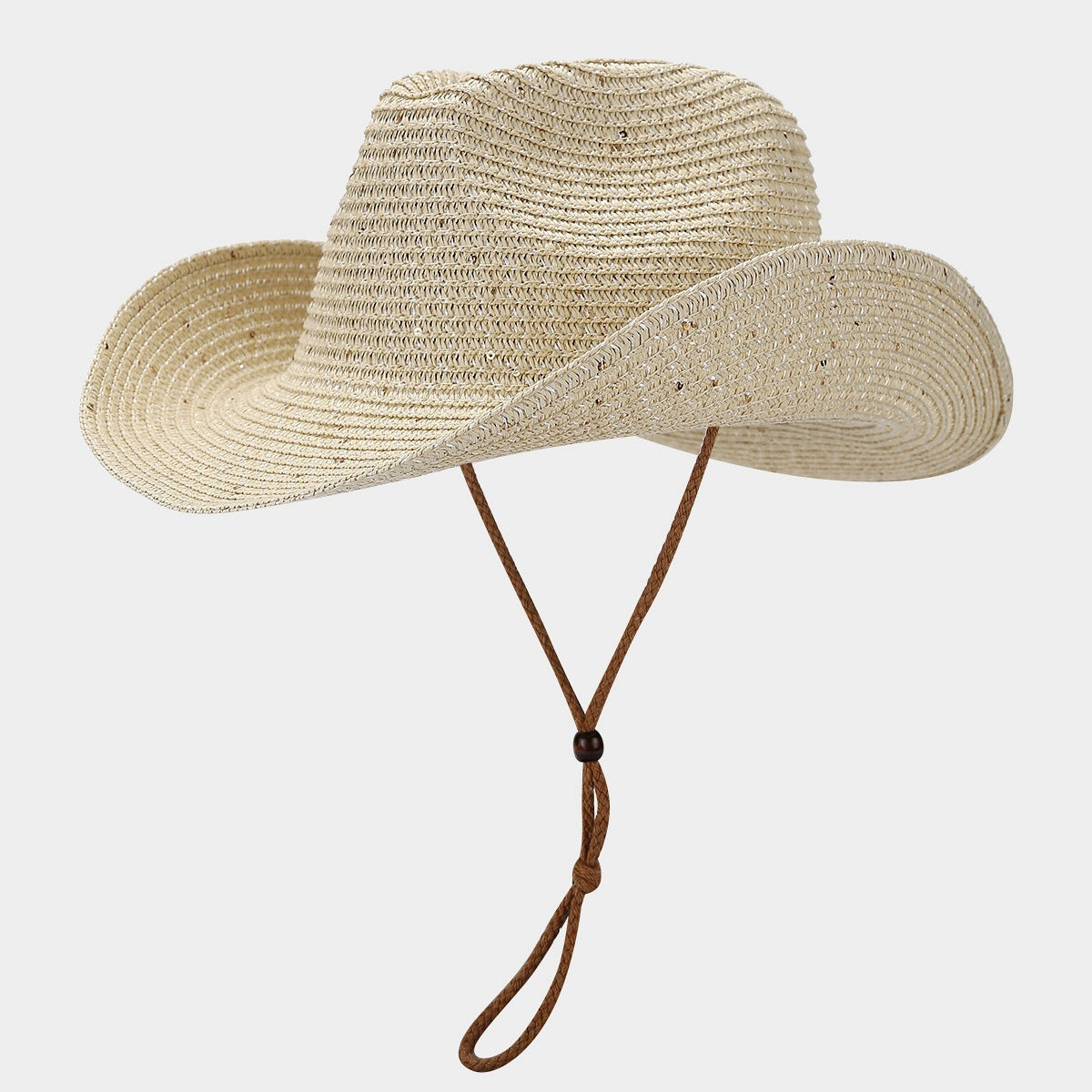 New Womens Panama Straw Weaved Sequin Windproof Sun Hat 