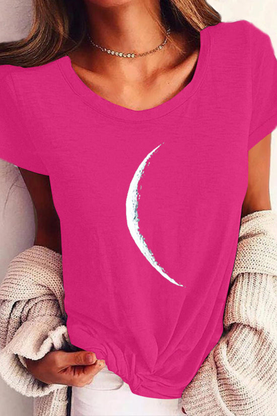 Wide Collar Printed T-Shirt – Casual Short Sleeve Top for Women FitiqueFit