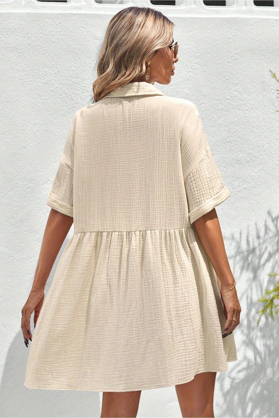Women’s Ruffle Hem Shirt Dress – Loose Fit Summer Holiday Style CJ US