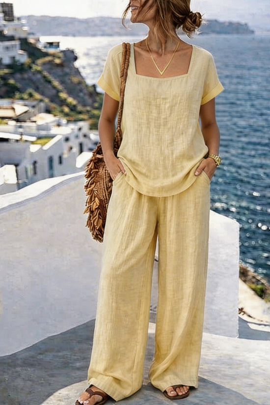 Women's Square-Neck Short-Sleeve Pantsuit 