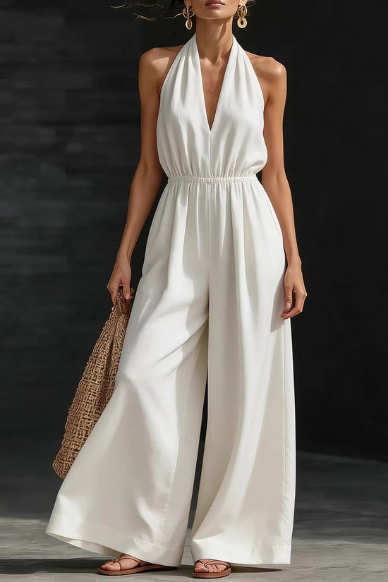 V-neck Halter Neck Jumpsuit For Women 