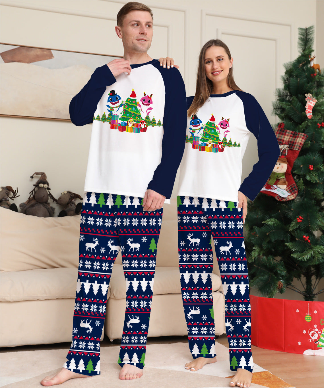 Family Matching Christmas Pajamas Set Xmas Long Sleeve Sleepwear Nightwear For Couples Kids Baby CJ