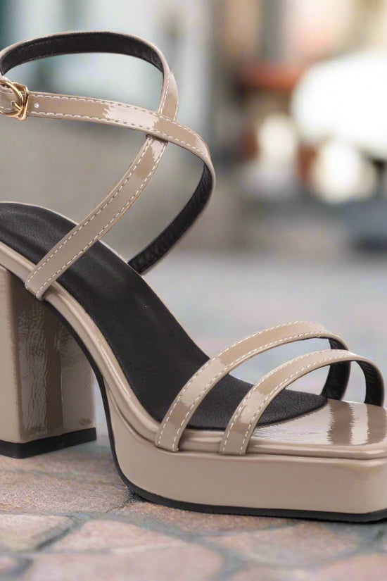 Square-Toe Buckle Strap High Heels – Elegant Thin-Strap Summer Block Heels CJ
