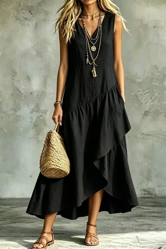 Women's Casual Solid-Color Loose Sleeveless Dress 