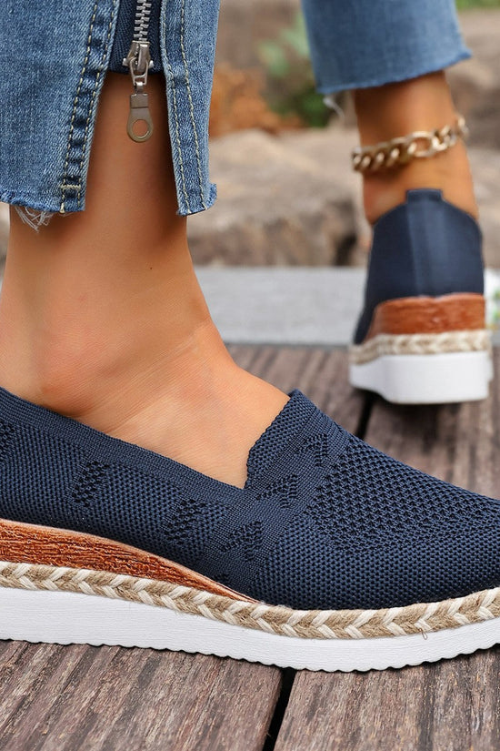 Woven Hemp Rope Platform Shallow Breathable Snakeskin Pointed Toe Women's Flats 