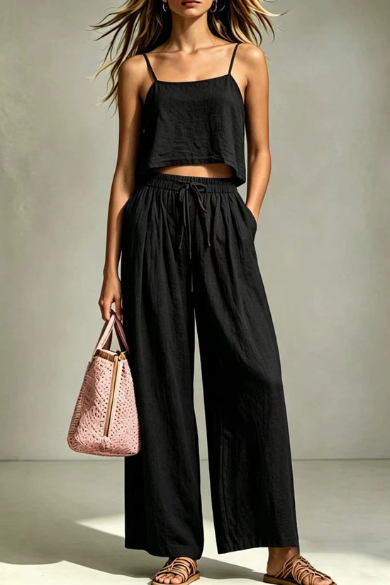 Women's Fashion Casual Camisole And Wide-Leg Pants Set 