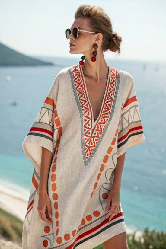 Beach Vacation Beach Dress Printed Loose Midi Dress 