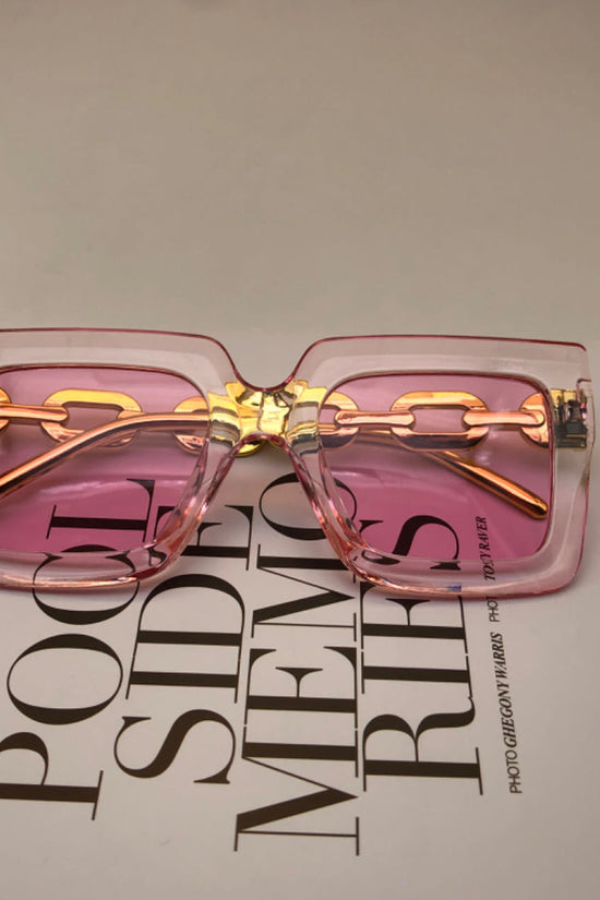 Square Chain Sunglasses for Women – Retro Large Frame Fashion Shades CJ