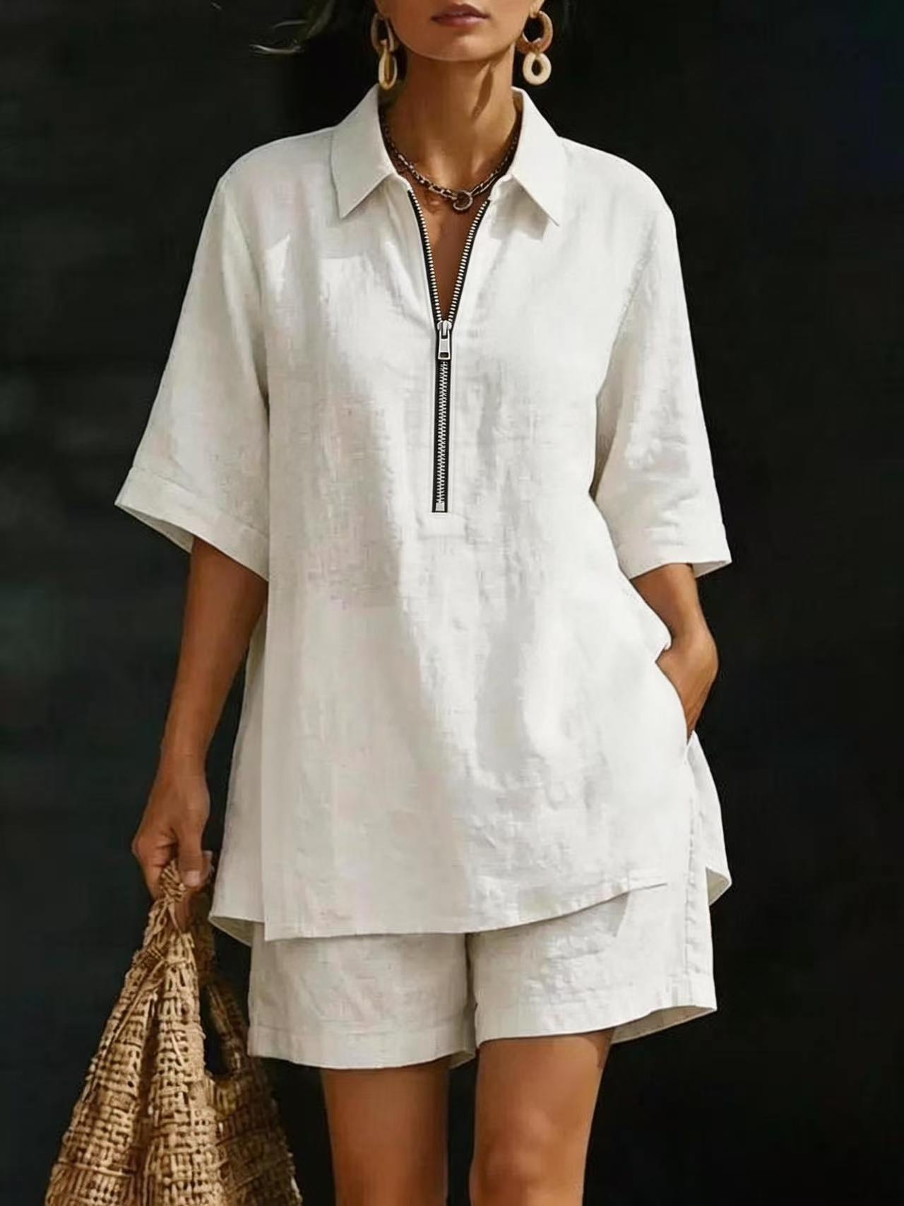 Women's Top Short-Sleeve Shirt Set 