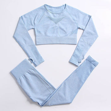 Blue long sleeve pants suit
