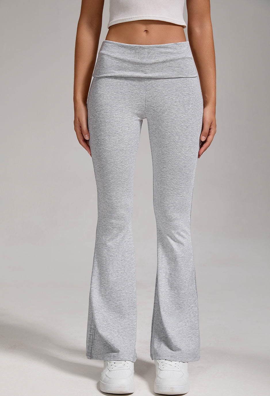 🔥 Women's Low-Waisted Folded Waist Flared Pants - Low-Rise Wide-Leg Trousers FitiqueFit