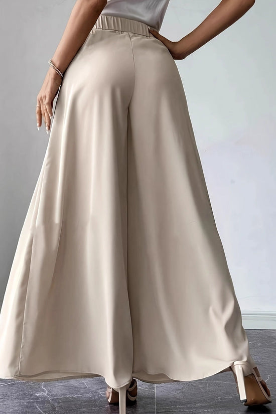 Semi-elastic High-waisted Versatile Pleated Design Relaxed Bohemian Wide-leg Pants 