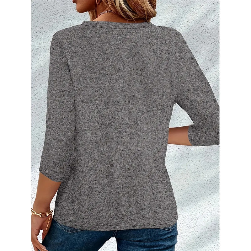 Women's 3-Pack 3 4 Sleeve Tunic Tops, Round Neck Pleated Blouse, Dressy Casual Shirts For Spring Summer Fall CJ US
