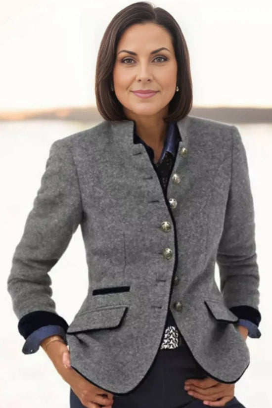 Multi-button Color Matching Women's Woolen Jacket 