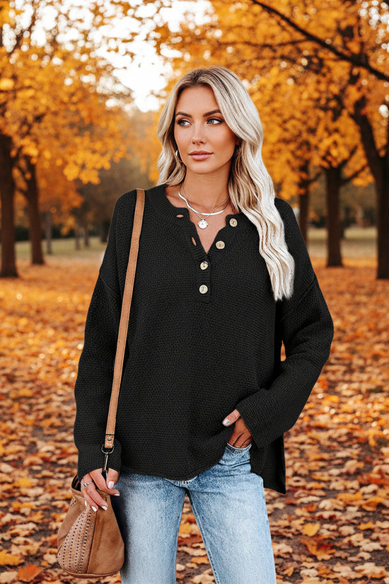 Solid Color Pullover V-Neck Knitted Sweater Womens 