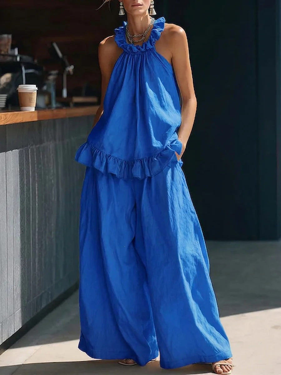 SpringSummer Halterneck Loose Casual Womens Set 