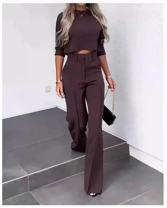 Women's Elegant Solid Color Half Sleeve Short Top 